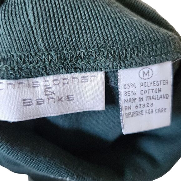 Christopher and Banks Shirt Green Bay Medium Womens Turtleneck Top - Picture 6 of 7